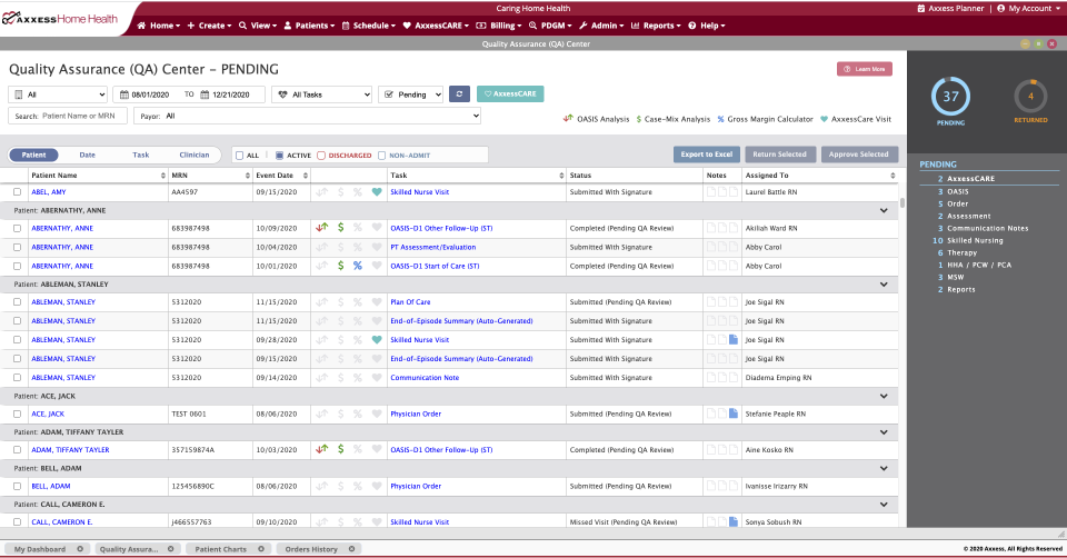 screenshot of Axxess Home Health